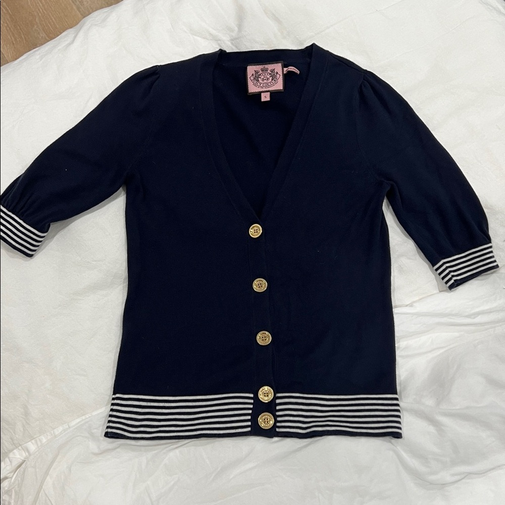 Juicy Couture Navy Cardigan with Gold Buttons